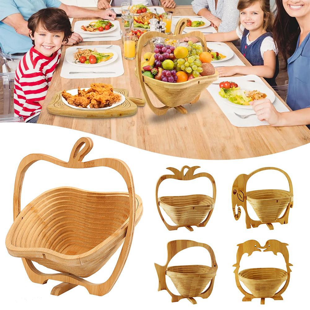 سلة الفواكه بتصميم خشبي قابل للطي