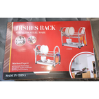 منظم صحون ستانلس ستيل بطابقين – من الفولاذ المقاوم للصدأ مع صينية تصريف الماء