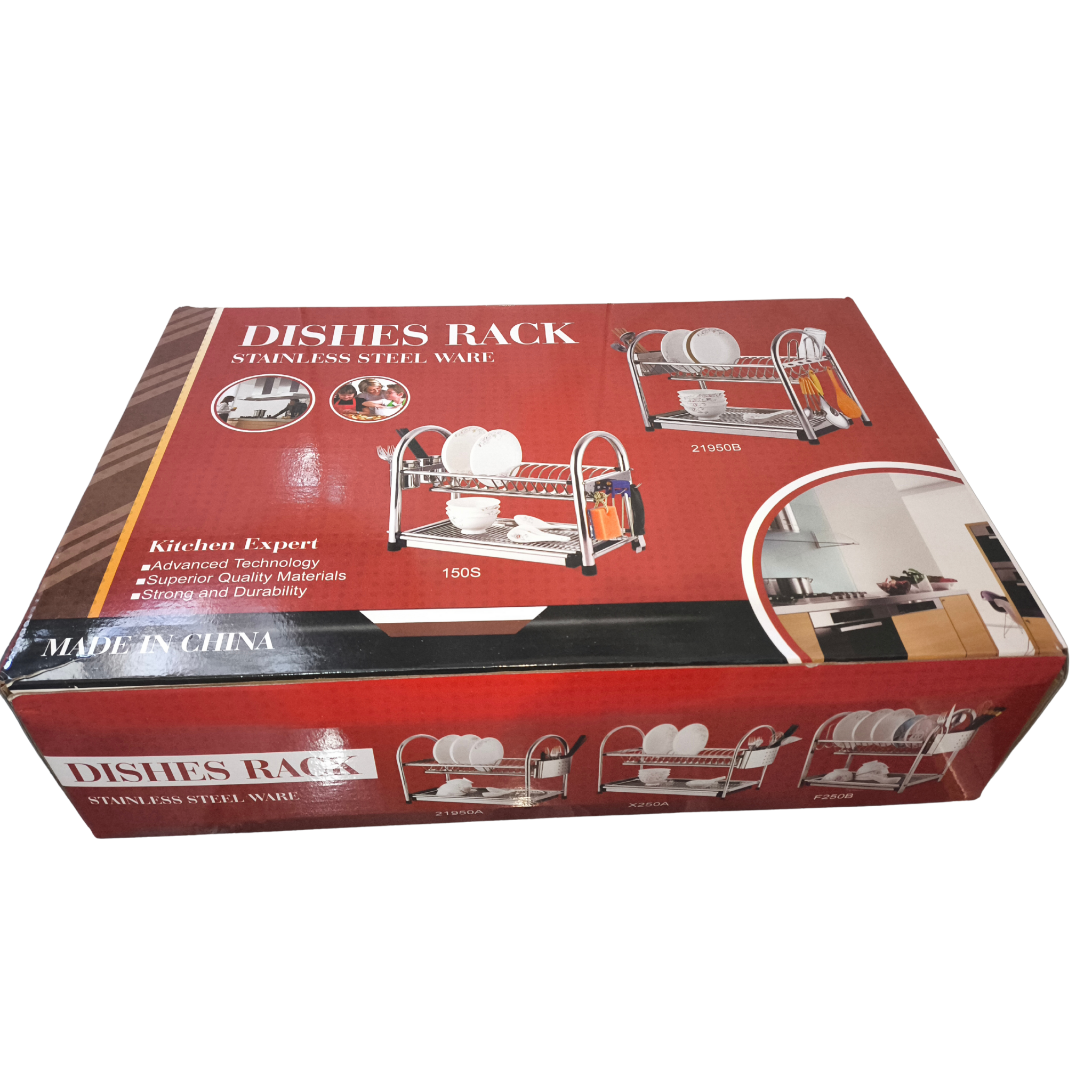 منظم صحون ستانلس ستيل بطابقين – من الفولاذ المقاوم للصدأ مع صينية تصريف الماء