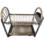 منظم صحون ستانلس ستيل بطابقين – من الفولاذ المقاوم للصدأ مع صينية تصريف الماء