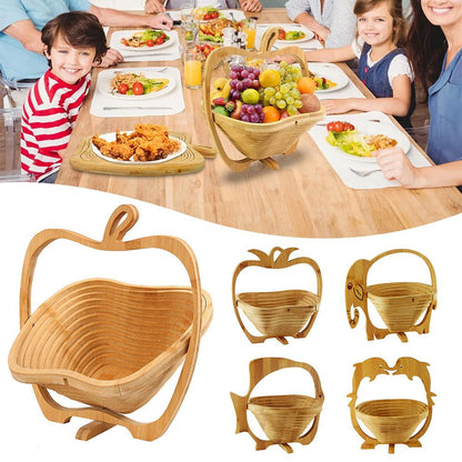 سلة الفواكه بتصميم خشبي قابل للطي