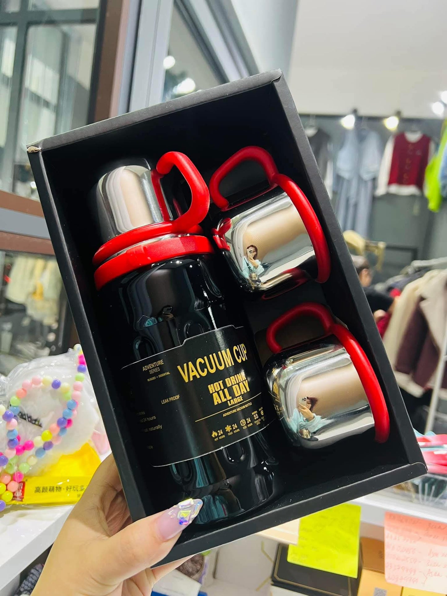Thermos Inox Premium + 3 Tasses — Chaud & Froid 24h