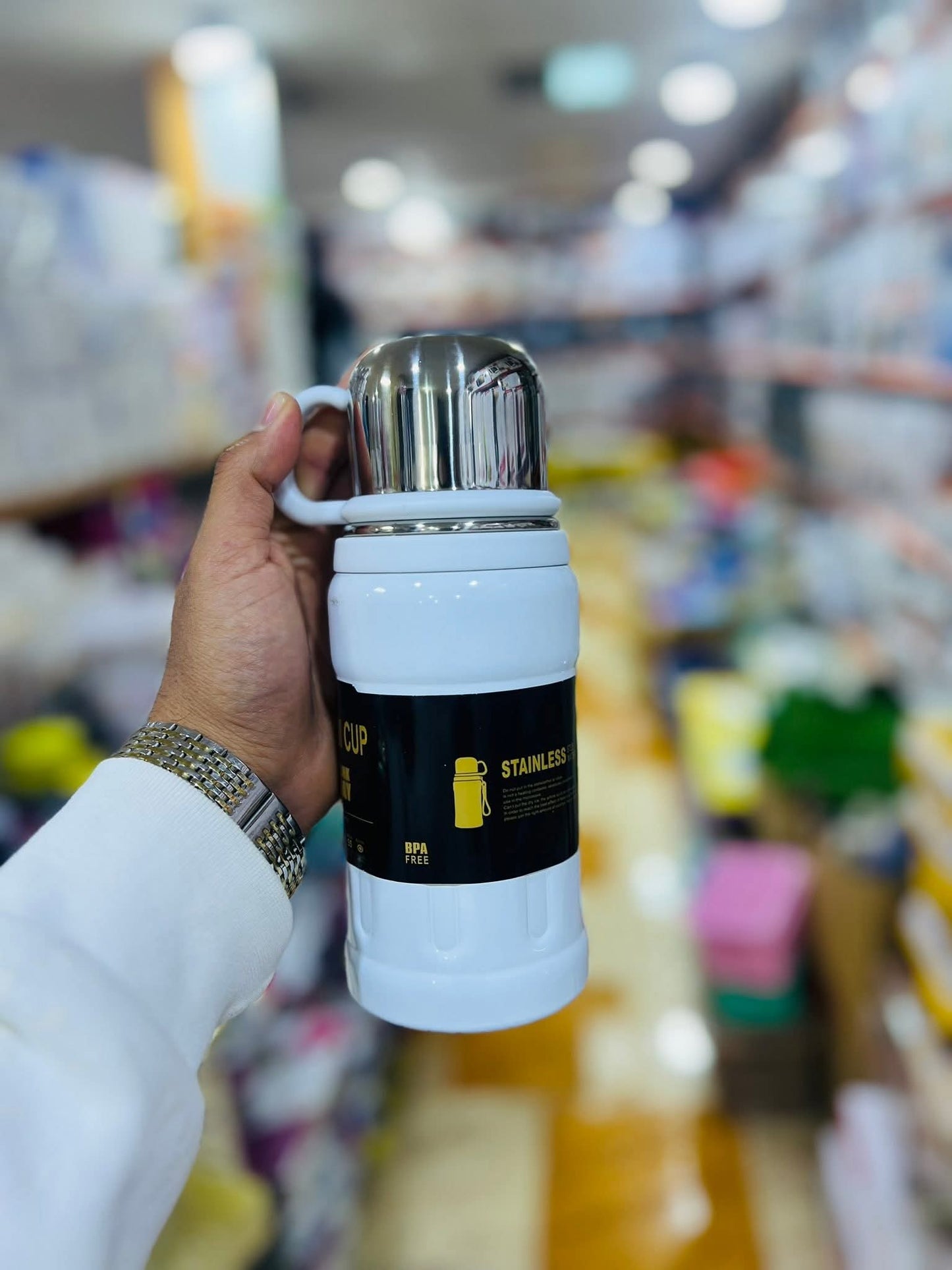 Thermos Inox Premium + 3 Tasses — Chaud & Froid 24h