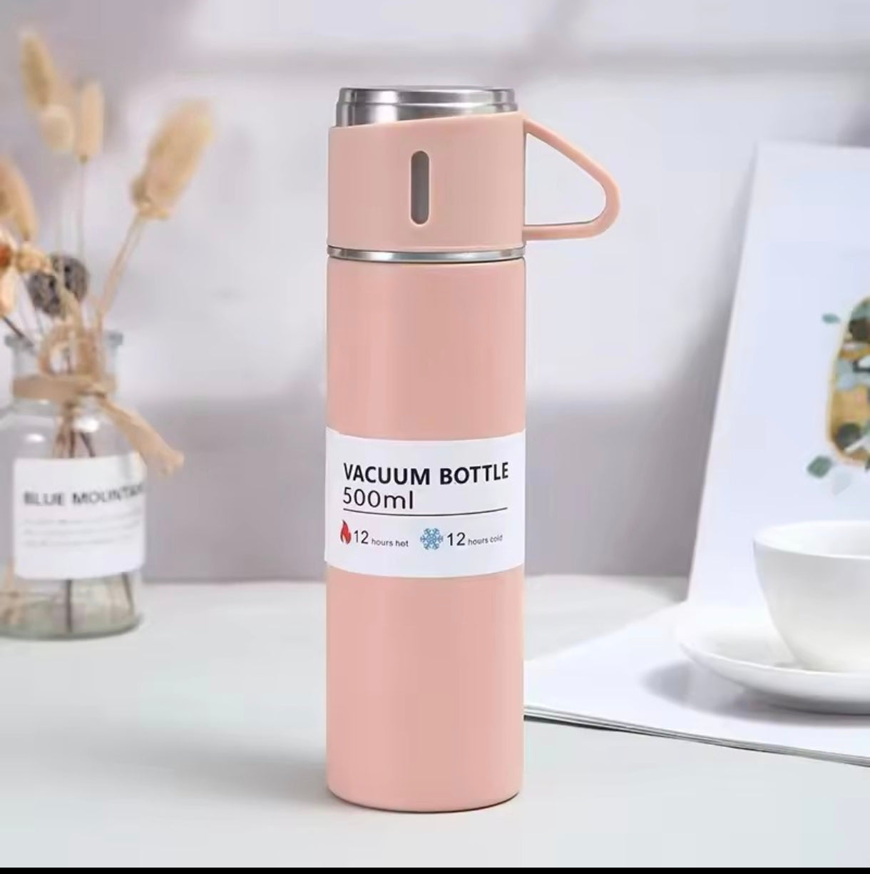 طقم ترمس حراري ستانلس ستيل مع 3 أكواب – 500 مل 